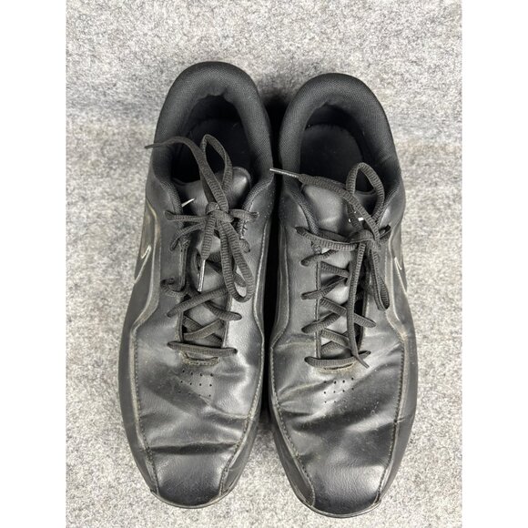 Nike Golf Shoes Mens 11 Black Leather Spiked Cleats Swoosh Logo Lace-Up - Picture 3 of 8
